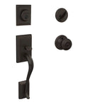 Addison Front Entry Handleset With Georgian Knob In Aged Bronze Finish, Keyed Deadbolt, One Side Entry, Exterior Door Hardware