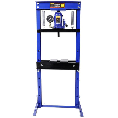 20 Ton Hydraulic Shop Press With Gauge for bending and straightening, pressing bearings, bushings, U joints, ball joints, solid steel frame.