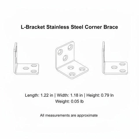 Heavy Duty Stainless Steel L Bracket Corner Brace For Furniture Repair And Cabinet Shelf Reinforcement, 90 Degree Angle Support