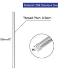 M3 X 150mm 0.5mm Pitch 304 Stainless Steel Fully Threaded Rods Pack Of 10 For DIY And Pro-Grade Builds, Silver Finish