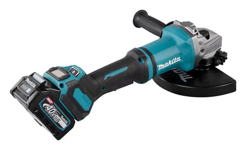 Heavy Duty 40V XGT Angle Grinder With 1700W Equivalent Muscle And Snappy 6600RPM Action With Badass 230mm Disc Setup side view with battery