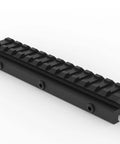 Picatinny Riser Mount With Recoil Stop Base Lockdown V3 Five Point Five Inch Length 13 Slot Low Profile Rail Mount in durable aluminum