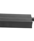 Black Powerhouse Home Audio Amplifier With Built-In Morse Code Keyer and Automatic Keyer, side view, compact aluminium design