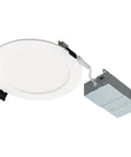 Field Adjustable Edge Lit LED Downlight With Canless Wafer Design, 5CCT 2700K To 5000K, 90 CRI, Wet Rated, white trim, side view