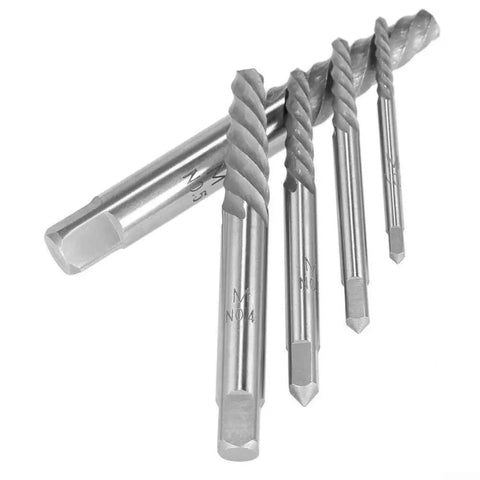 5 Piece Screw Extractor Set Easy Out For Removing Broken Bolts And Damaged Screws Includes Cobalt Drill Bits