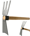 Two In One Garden Hoe And Digging Fork With Wooden Handle For Weeding Digging And Soil Loosening Carbon Steel Blade, showing full view