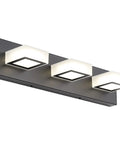 Three Light Black Vanity Lighting Fixture With Acrylic Shades, Modern LED Bathroom Wall Light For Mirror, Sleek Black Metal Frame