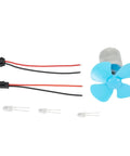 Wind Turbine Generator Kit For DIY Projects And Teaching Models With 12V Turbine Motor That Converts Wind Into DC 0 To 20V Power Compact 25mm By 31mm Size And Easy Plug And Play Electrical Components For Education including motor, paddles, and wires