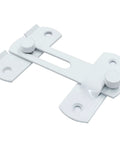 Front view of Two Pack Flip Latch Lock Set 3.94 Inch By 2.77 Inch White Stainless Steel Barn Door Latches for sliding doors.