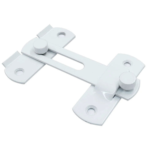 Front view of Two Pack Flip Latch Lock Set 3.94 Inch By 2.77 Inch White Stainless Steel Barn Door Latches for sliding doors.