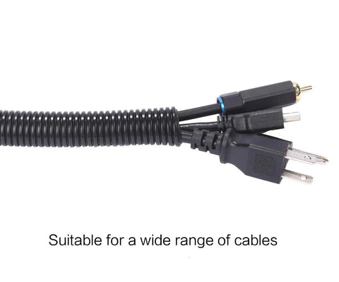 Premium 25 Foot 1/4 Inch Split Wire Loom Tubing Black For Auto And Home Wiring Protection, showing coiled cable fit