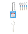 Heavy Duty Safety Lockout Tagout Padlock Size 1.5 Inches Six Pack Blue Nylon And Steel Body For Industry Use Where You Want Serious Security And Reliable Performance Without Breaking The Bank While Ensuring Safety Protocols Work Properly Always.