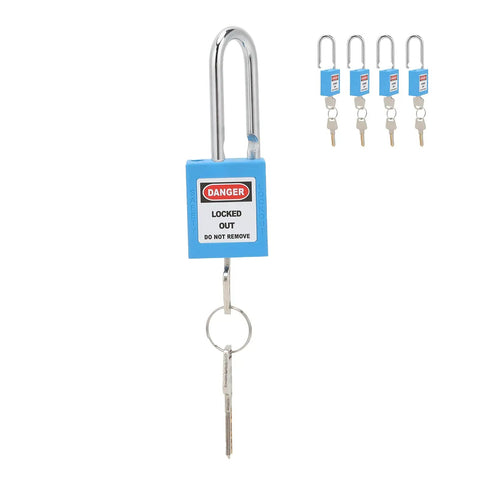 Heavy Duty Safety Lockout Tagout Padlock Size 1.5 Inches Six Pack Blue Nylon And Steel Body For Industry Use Where You Want Serious Security And Reliable Performance Without Breaking The Bank While Ensuring Safety Protocols Work Properly Always.