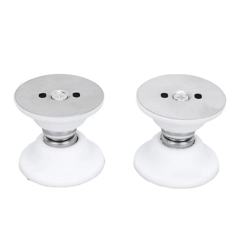 Heavy Duty RV Magnetic Door Stopper for Camper and Trailer, two-pack, white and metal, easy install for door security.