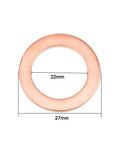 Copper Crush Washers 22x27x1.5mm Flat Ring Seal Gasket For Fittings M22 Pack Of 24 Durable Heat Resistant Seals For Automotive Plumbing And Engine Bay Use shown with 22mm inner and 27mm outer diameter