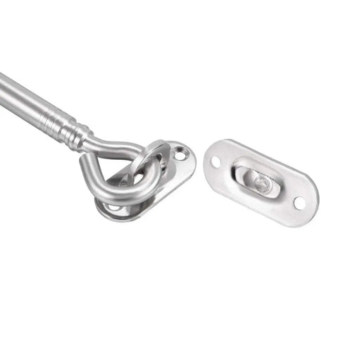 Heavy Duty Stainless Steel Gate Hook Latch And Door Window Snap Lock With Mounting Screws, 200mm hook with mounting plate.