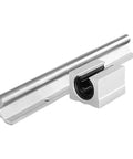 Top Notch High Precision Linear Guide Rail Kit With 4pcs SBR16UU Bearing Blocks And 2pcs SBR16 Rails Perfect Smooth Motion For Your DIY CNC And 3D Printer Projects Made From Quality Steel, single rail and block close-up