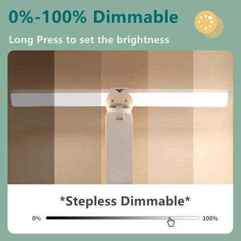 Dual Head LED Desk Lamp With Big Lighting Coverage showing adjustable dimming feature for home office and dorm rooms