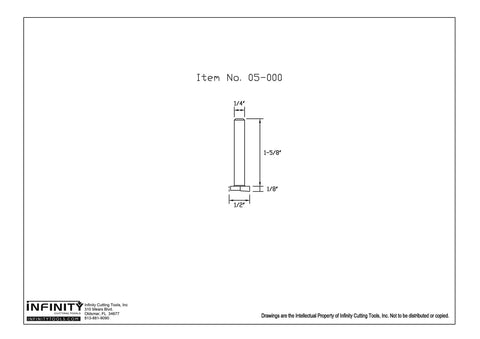 Diagram of Floating Lettering Bit For Wood Router With One Half Inch Cutting Diameter And One Eighth Inch Cutting Height, One Quarter Inch Shank, Carbide Tip, Heavy Duty, For Handheld Or Table Mounted Router, CNC Machined Steel Body.