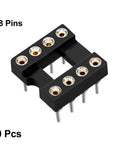DIP IC Socket Set 10 Pack Dual Row 8 Pin 2.54mm Pitch Soldering Adapters Black Silver Tone Durable Plastic Metal Construction