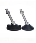 Top Shelf Adjustable Furniture Levelers With Swivel Glide Caps To Knock Out Wobble And Keep Tables Chairs Cabinets And Dining Sets Rock Solid On Uneven Floors M8 M10 Thread, view of metal levelers with rubber glide caps.