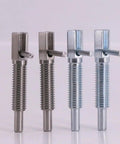Four Pack M12 Retractable Indexing Plunger Pins Crafted From Heavy Duty Carbon Steel With Rock Solid Spring Loaded Latches And Easy Pull L Shaped Handles For Reliable Job Site Use, showcasing various pin designs.