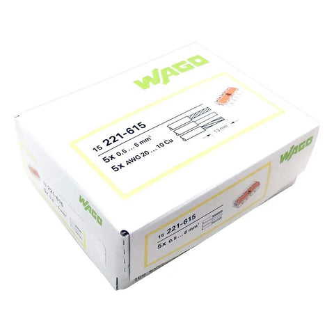 Box of 221-615 Lever Nuts 10AWG 5 Conductor Compact Wire Connectors 15 Pack with product details