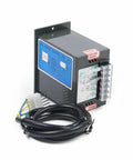 Speed control unit for AC 110V geared motor; black metal enclosure with blue label and multi-wire harness