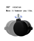 Zero Hassle Office Chair Caster Wheels Replacement featuring smooth rolling polyurethane swivel feet with brake locks, showing 360° rotation.