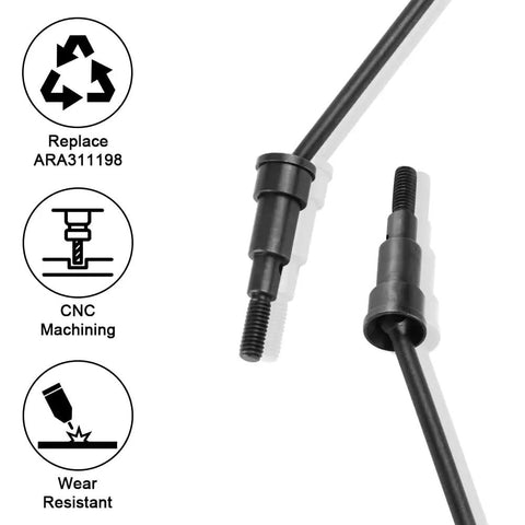 All Metal 45 Steel CVD Driveshaft Set Front And Rear For Arrma Grom Granite Typhon Mega 380 Brushed RC Models Upgrade Includes Wheel Stub Axles, black steel shafts