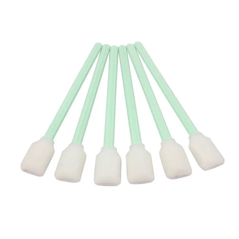 100 Pack 5.1 Inch Foam Cleaning Swabs For Solvent Inkjet Printers And Roland Optical Equipment With Open Cell Foam Heads And Plastic Shaft, Great For Precision Cleaning And Safe Maintenance. 5.1in foam swabs with open-cell heads and plastic shafts