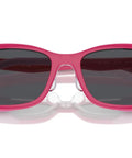 Kid Friendly Clip On Sunglasses For RY1626D Frames Pink On Red Rim With Dark Grey Lenses 49mm Unisex Rectangular Eyewear Accessory