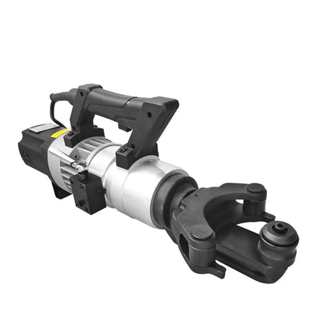 Heavy Duty Portable Electric Rebar Cutter NRB-22E showing robust clamp head design and durable motor for quick steel bar bending.