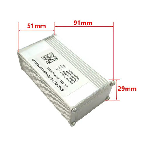 X008 AAM002 48V 18A Brushless Motor Controller For 5S Protocol E Bikes, Electric Scooters, And Mountain Bikes with dimensions.