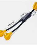 RV Power Adapter Cord 50A Male To Dual 30A Female, 2.5 Foot With Handy Grip Handle shown with measurements