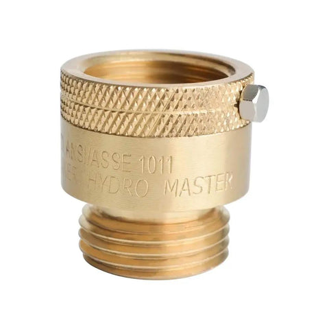 Close-up of 3/4 Inch Brass Vacuum Breaker Valve For Hose Bib Backflow Prevention Heavy Duty Anti Siphon with durable brass finish.
