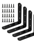 Tough As Nails Matte Black Stainless Steel L Brackets 3 By 3 Inch heavy duty corner braces with screws for woodworking DIY projects.
