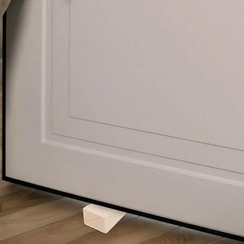 Two Pack Wooden Door Stopper Wedge Triangular Floor Block Beige Compact Design That Keeps Doors Open And Stops Slams under door