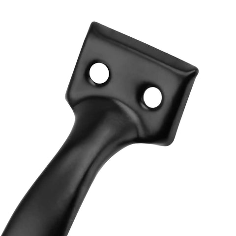 Close-up of 30 Pack Heavy Duty Black 6 Inch Cast Iron Gate Handle Set showing top end with screw holes.