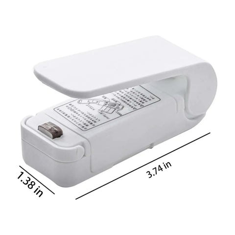 2 Pack Mini Portable Handheld Heat Vacuum Sealer for Plastic Bags and Snack Bags Easy Seal Bag Resealer Small Food Sealer, Compact White