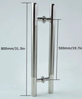 Built-To-Last Stainless Steel Door Handle Set For Glass And Wood Doors, Push Pull Handle With Glass-Protective Gaskets, 800x500mm
