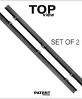 Top view of Stove Gap Filler Silicone Covers With Stainless Steel Clips, 2 Pack Black, showing full length and design details.