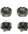 Top and side view of 4-pack Beefy 19000KV and 22000KV brushless drone motor for FPV freestyle 75mm drones, 4V input