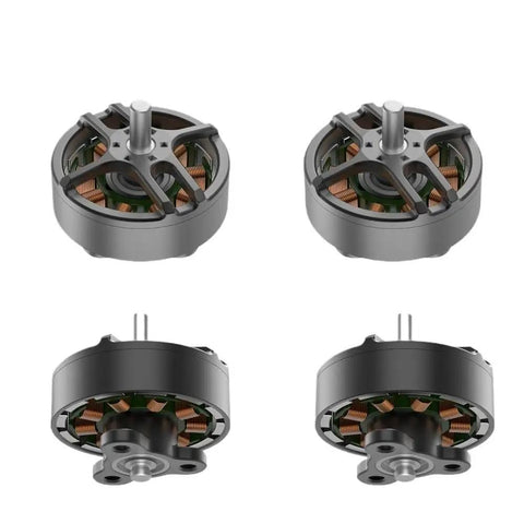 Top and side view of 4-pack Beefy 19000KV and 22000KV brushless drone motor for FPV freestyle 75mm drones, 4V input