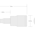 Technical diagram of Three Eighths Inch Drive Tamper-Resistant Torx Bit Socket TR45 With S2 Steel Bit Press-Fit