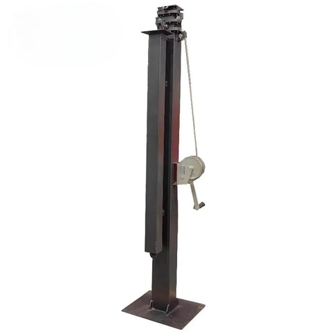 Heavy Hitter Manual Retractable Telescopic Mast For Communication Signal Antenna with hand crank mechanism on steel frame.