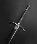 41.25 Inch One Hand Medieval Sword With Dull Carbon Steel Blade, Faux Leather Wrapped Wood Scabbard, Non Battle Ready