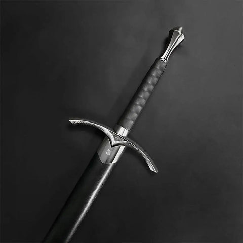 41.25 Inch One Hand Medieval Sword With Dull Carbon Steel Blade, Faux Leather Wrapped Wood Scabbard, Non Battle Ready