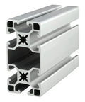 Badass Heavy Gauge 40X80 Millimeter T Slotted Aluminum Extrusion Rail With Six Open Slots For DIY Fabrication Projects Dang Versatile Modular Track System Clear Anodized 305 mm Long rail showing detailed grooves and cross-section.