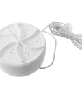 Portable Turbo Mini Automatic Washing Machine For Socks And Underwear Ultrasonic Cleaner For Small Loads, compact white design.